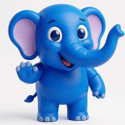 Guju Guru elephant mascot waving